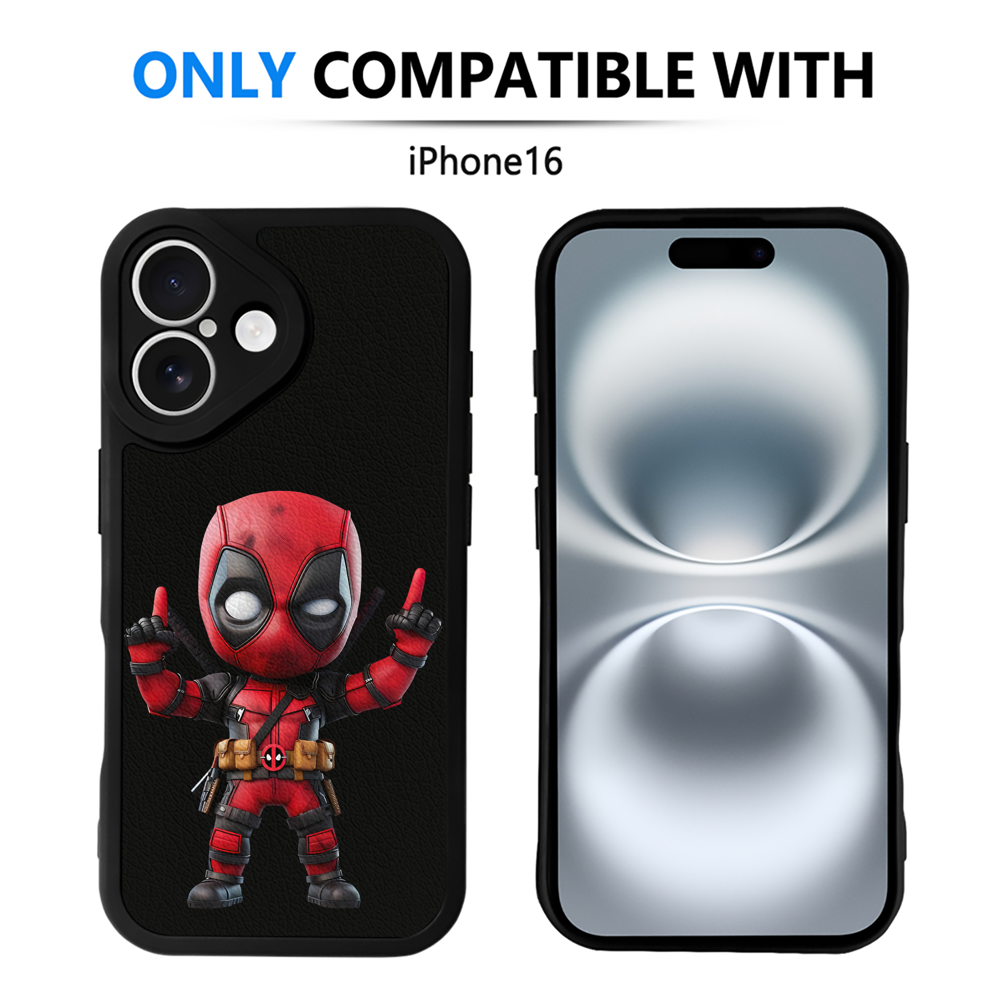 （画像用） Deadpool デッドプール 【iPhone 16シリーズ対応】シリコンスマホケース（レザー調） 材質：シリコン